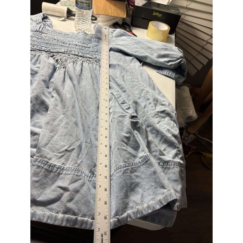 Free People Sonora Denim Cotton Mini Dress in Light Blue  XS - Picture 9 of 15